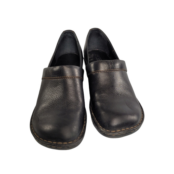 Born size 10 black leather work clogs nursing walking - Picture 2 of 9